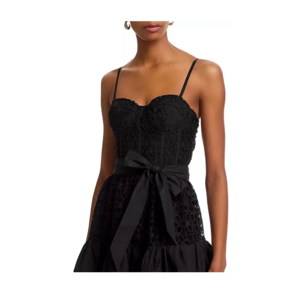 $148 Aqua Eyelet Fit and Flare Midi dress in Black - Picture 4 of 4